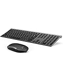 Wireless Keyboard and Mouse, Vssoplor Rechargeable Quiet Full-Size Keyboard and Mouse Combo Set Ultra Slim Design for Laptop, PC, Notebook
