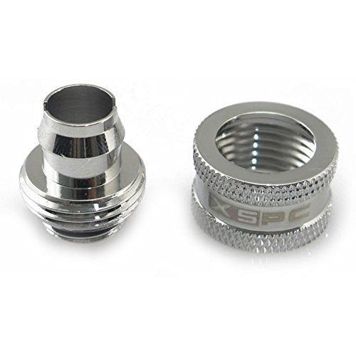 XSPC G1/4" to 3/8" ID, 1/2" OD Compression Fitting V2 for Soft Tubing, Chrome, 4-Pack