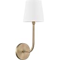 Capital Lighting 619311AD-674 Dawson Decorative White Fabric Stay-Straight Shade Wall Sconce, 1-Light 60 Watt, 17" H x 6" W, Aged Brass