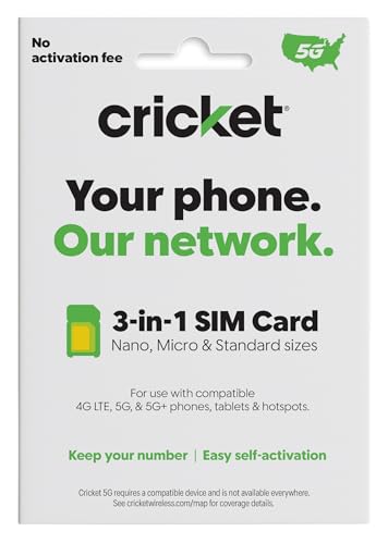 Cricket Wireless BYOD SIM Card Kit 5G, 5G+, 4G, LTE