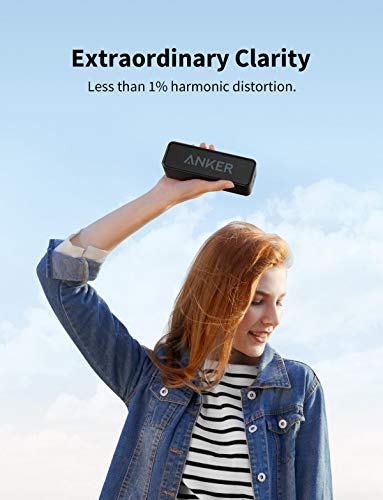 Anker Bluetooth Speaker with Loud Stereo Sound, 24-Hour Playtime, 66 ft Range, Built-in Mic. Perfect Portable Wireless Speaker for iPhone, Samsung