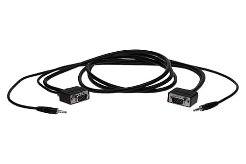 SF Cable, 10ft Ultra Slim SVGA Cable HD15 M/M Triple Shielded + 3.5mm M/M Audio
