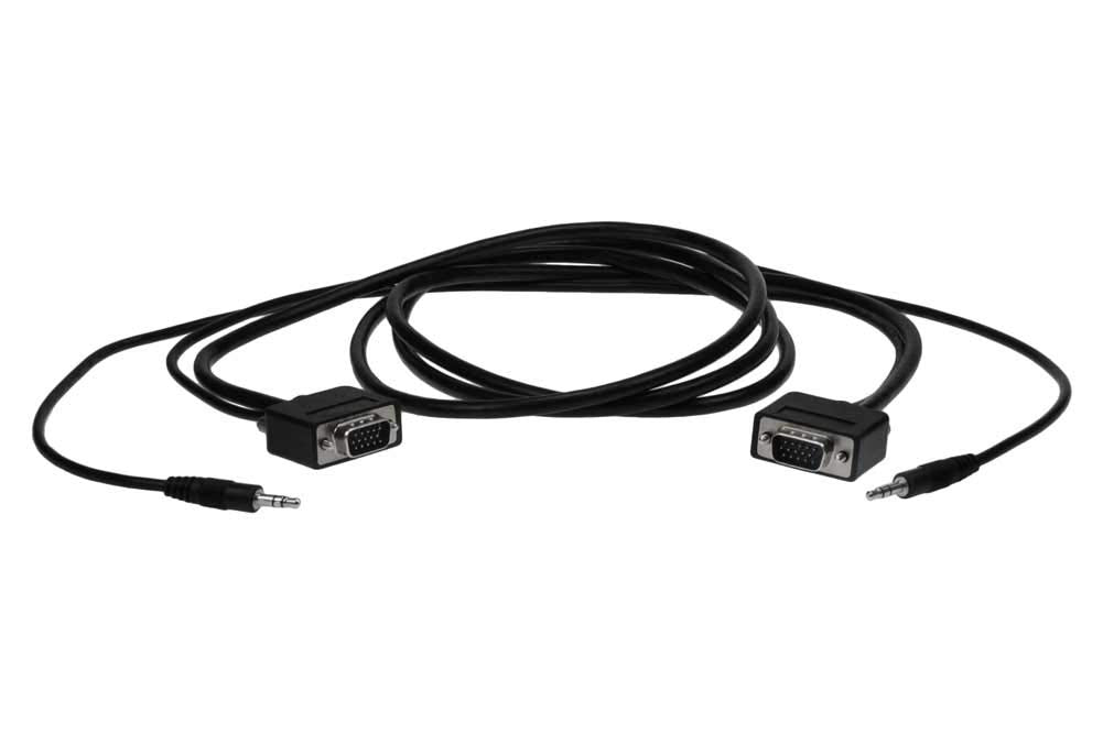 SF Cable, 10ft Ultra Slim SVGA Cable HD15 M/M Triple Shielded + 3.5mm M/M Audio