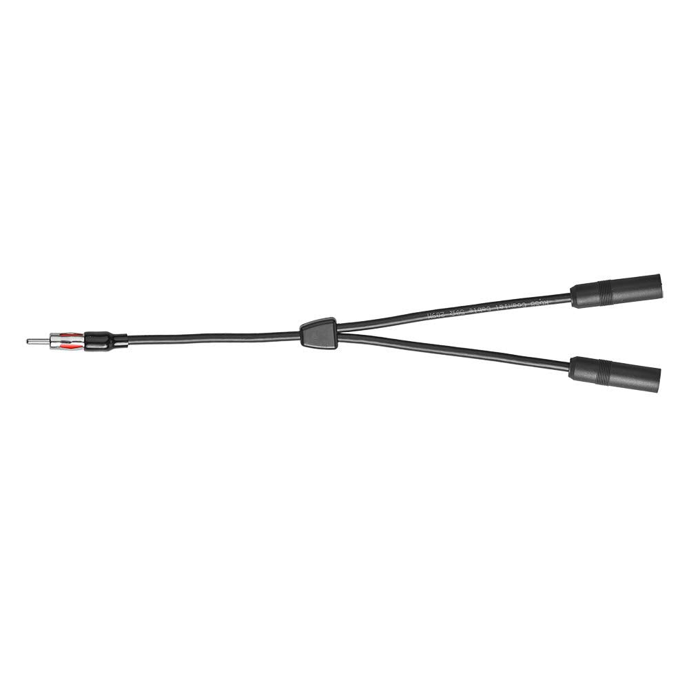 Bingfu Car FM AM Antenna Splitter Adapter Cable, DIN Male to 2 Female Connector for Vehicle Truck SUV Stereo Head Unit Receiver - DIN 1 to 2 Female