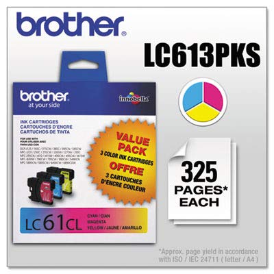 LC613PKS Brother Color Ink Cartridges - Cyan, Yellow, Magenta - Inkjet - 325 Page Cyan, 325 Page Yellow, 325 Page Magenta - 3 / Pack