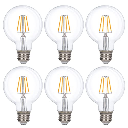 Simba Lighting LED Edison Vintage Filament G25 4W 120V E26, 2700K, 6 Pack