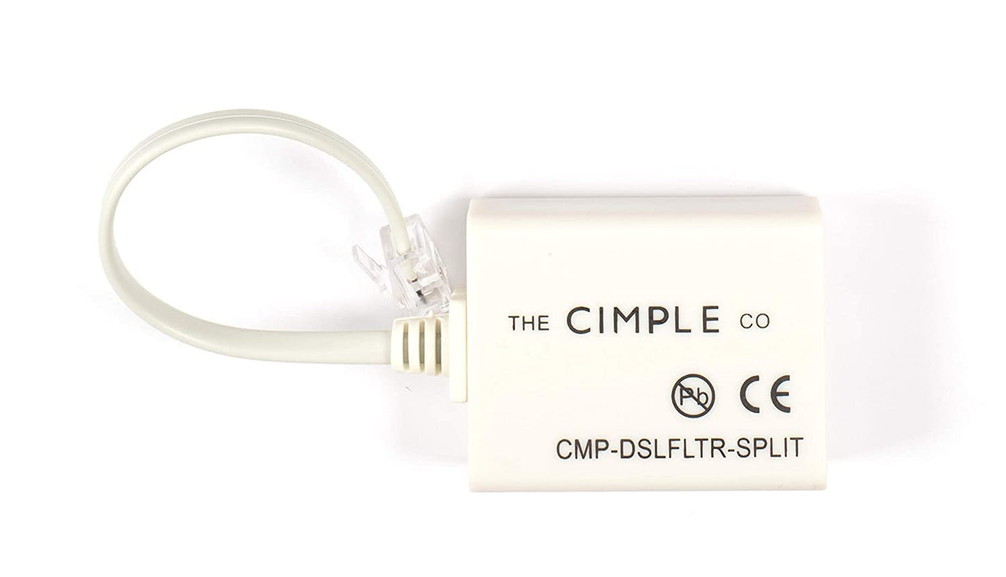 THE CIMPLE CO Modem Phone Filter, 1 Pack, DSL Splitter, 2 Wire, 1 Line, Removes Noise from Phone Lines, for Fax, Landline, Satellite, and Printer