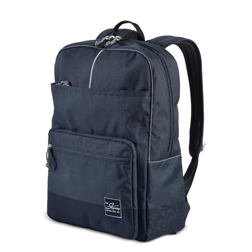 Skyway Luggage Rainier Simple Backpack, Eco-Friendly Made of 100% rPET Travel Laptop Bag for Women & Men, Flight Approved Carry On Bag, 16L, Tahoe
