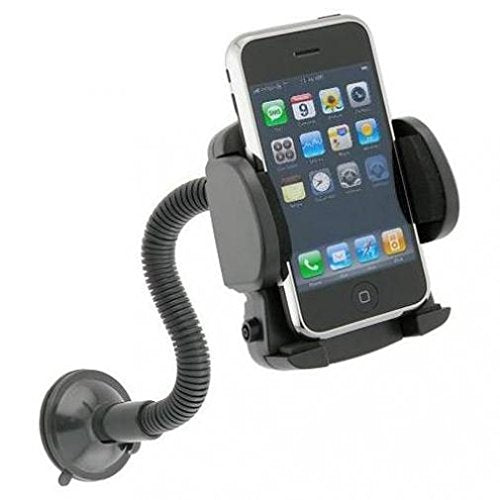 Compatible with Galaxy S10, S10e, S10 Plus - Car Mount Windshield Phone Holder Rotating Cradle Stand Window Glass Dock Suction Gooseneck Black Works