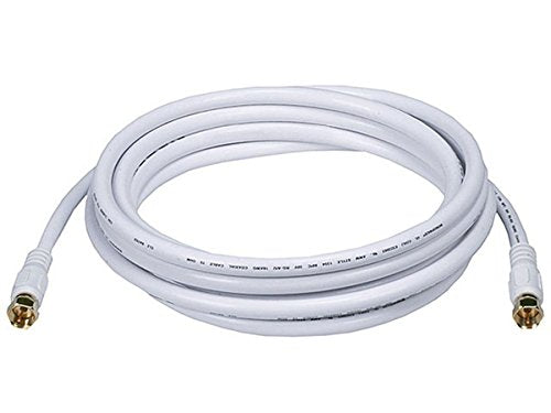 Monoprice Coaxial Cable with F Type Connector - RG6, Quad Shield, CL2, 10 Feet, White