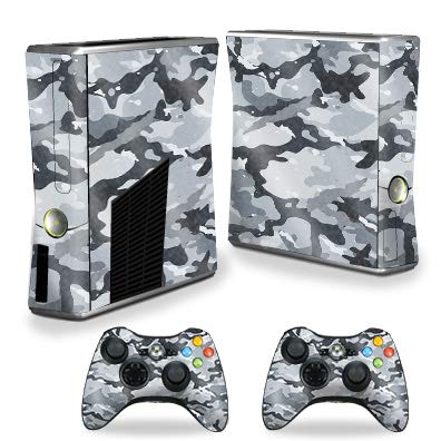 MightySkins Glossy Glitter Skin for Xbox 360 S Console - Gray Camouflage | Protective, Durable High-Gloss Glitter Finish | Easy to Apply, Remove,