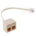 RJ11 Jack 2 Way Outlet Telephone Modular Line Splitter Plug Adapter 6P4C, 2-Way RJ11 US Telephone Plug to RJ11 Socket Adapter and Splitter