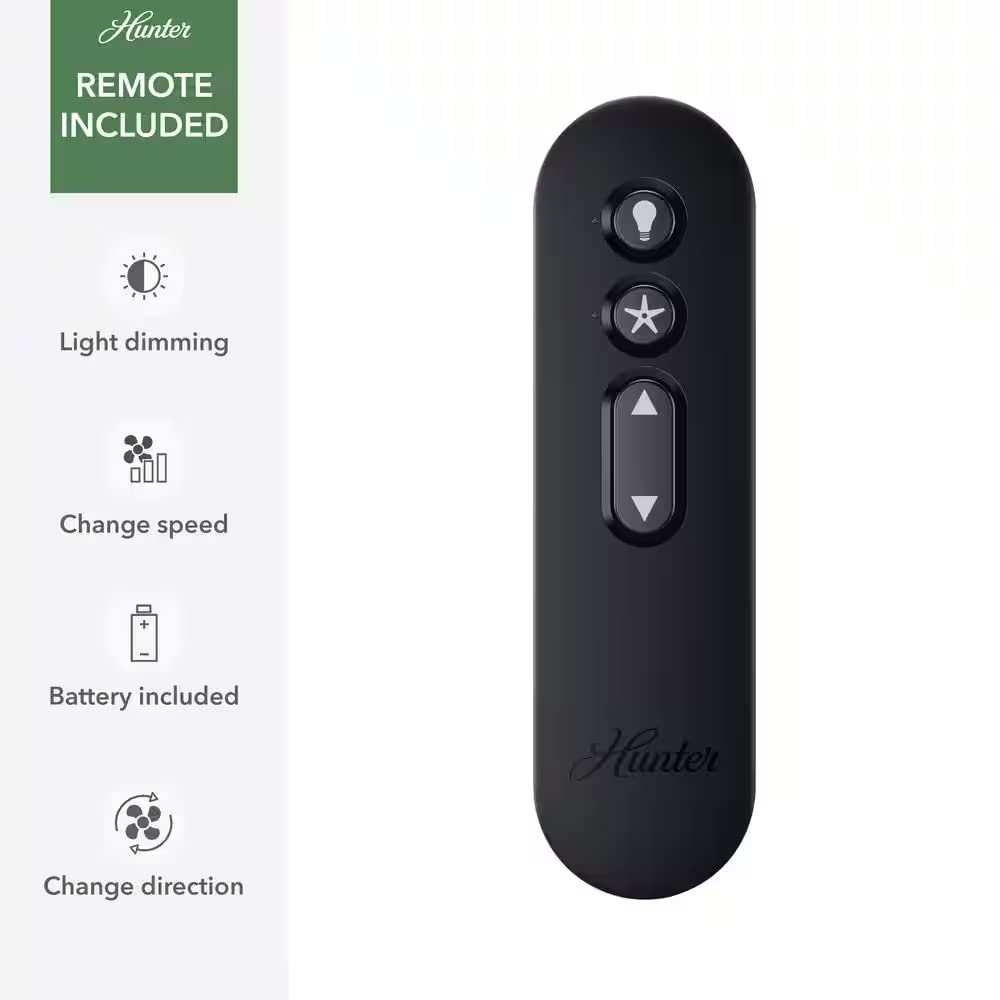 Hunter Fan 52 inch Low Profile Matte Black Indoor Ceiling Fan with LED Light Kit and Remote Control (Renewed)