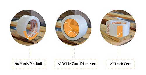 Tape King Clear Packing Tape - 60 Yards Per Roll (Pack of 6 Rolls) - Stronger & Thicker 2.7mil, Heavy Duty Adhesive Industrial Depot Tapes for Moving