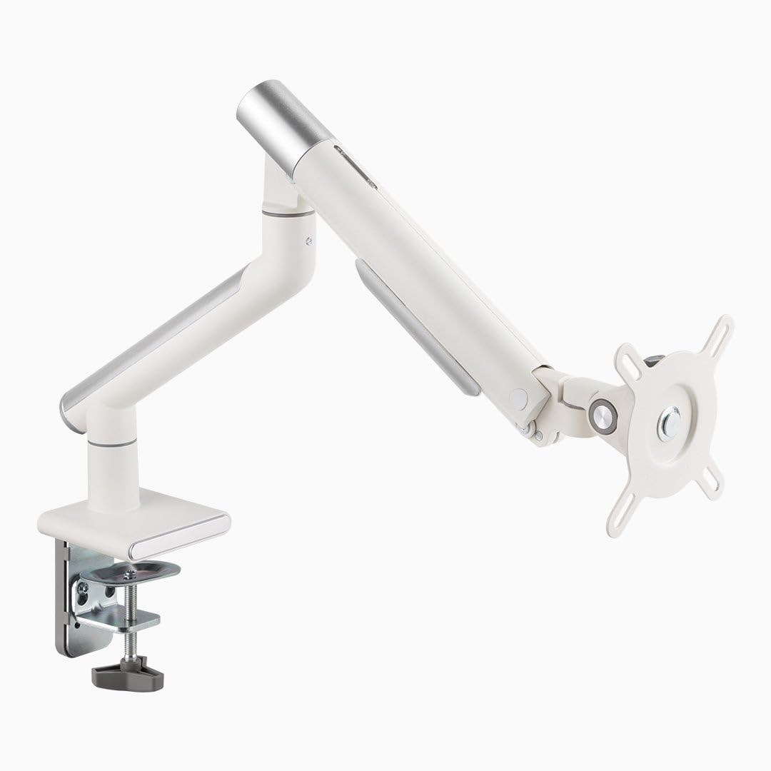 Desky Single Slim Monitor Arm - Adjustable Desk Mount with Gas Spring, VESA 75/100, 360° Rotation, Cable Management, Fits Monitors Up to 32", 19.8 lbs