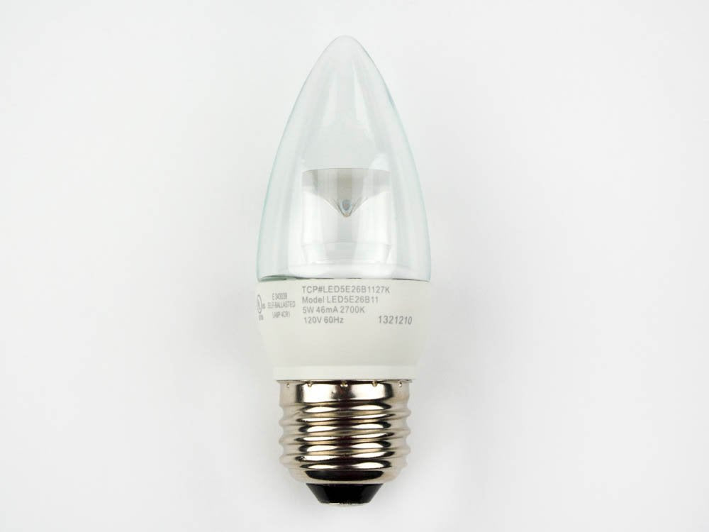 TCP LED5E26B1127K LED Bulb, B11 E26, 5W (40W Equiv.) - Dimmable - 2700K - 300 Lm.
