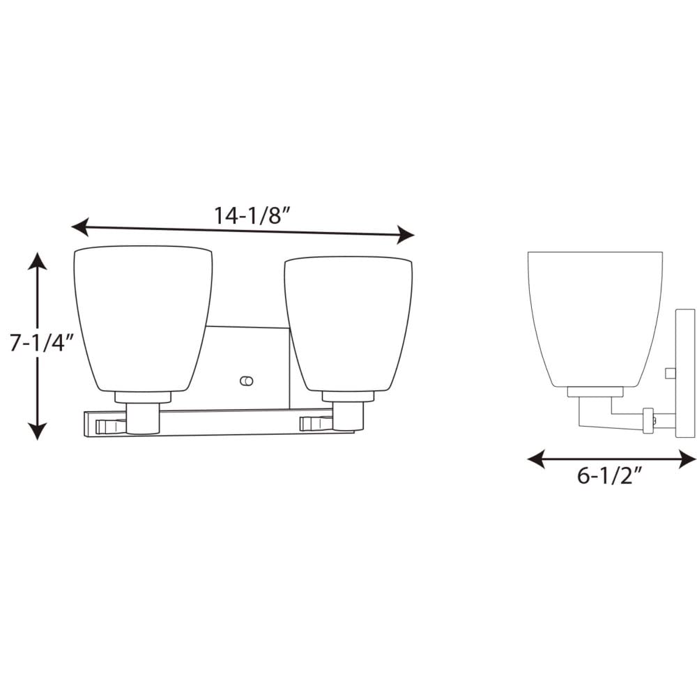 Progress Lighting 2 Light Bathroom Vanity Light, Coastal Style Modern Bath Lighting Fixture with Etched White Glass Shade for Over the Mirror