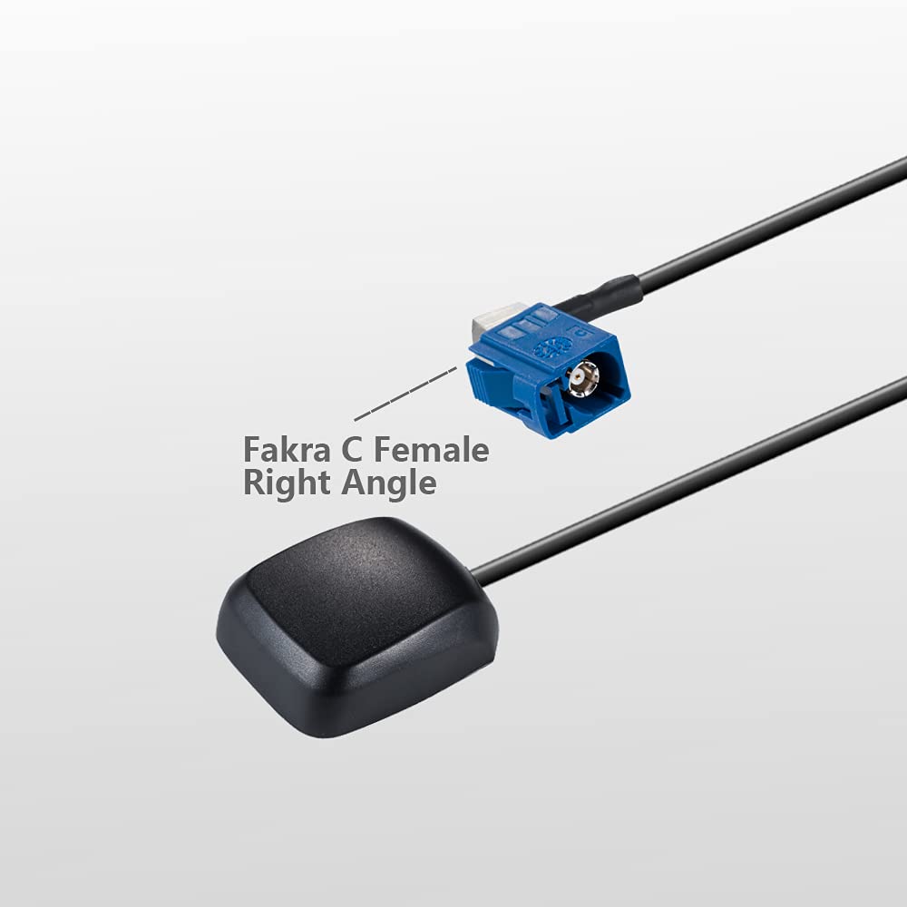 POBADY Car GPS Antenna 1575.42MHz Fakra C Adapter Right Angle with 3M GPS Fakra Antenna Magnetic Base for Car Vehicles GPS Navigation System GPS