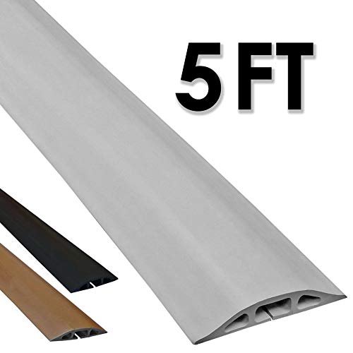 Electriduct D-2 Low Profile Rubber Duct Cord Cover Floor Cable Protector - 5 Feet - Gray (Raw Rubber Material)