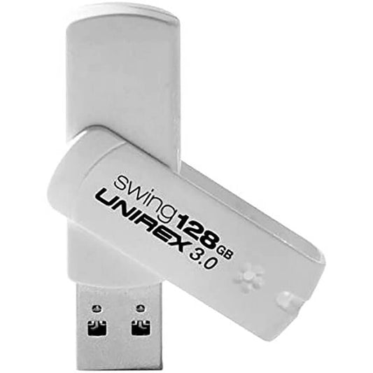 Unirex USFW-328S USB 3.0 Flash Drive, Swing, 128GB, White