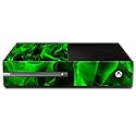 MightySkins Skin Compatible with Microsoft Xbox One - Green Flames | Protective, Durable, and Unique Vinyl Decal wrap Cover | Easy to Apply, Remove