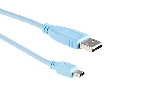 CablesAndKits Compatible Cisco Console Cable USB, 6ft Light Blue, A to Mini B, Replacement for Cisco CAB-Console-USB, 37-1090-01, for Routers