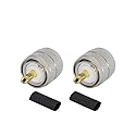 YiNiTone 2Pcs RG58 Coax Connector PL-259 UHF Male Plug Crimp Coax Connector Adapter for RG58 LMR195 3D-FB RG142 KSR195 RG400 Coaxial Cable Adaptor