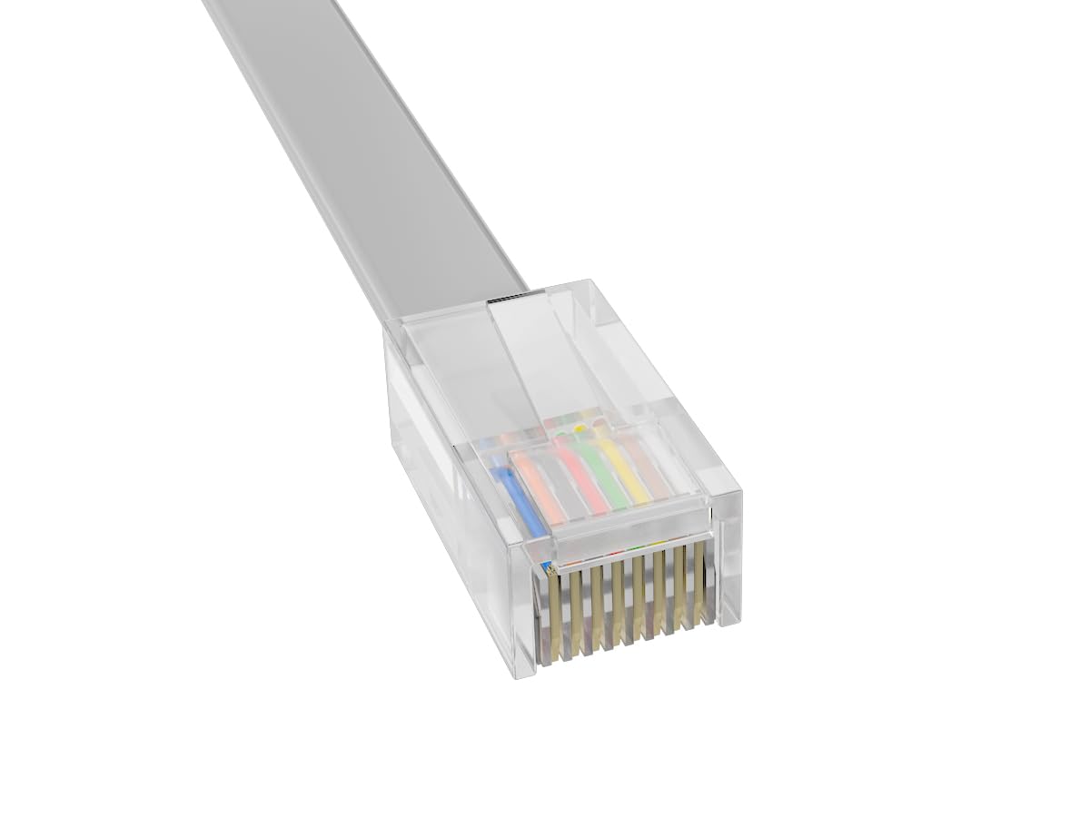CableLeader 7ft RJ-45 8P8C Reverse Cat6 Ethernet Network Cable - Gold Plated, Telephone Line Flat Cord for Routers/Switches/Modems/VoIP Phones