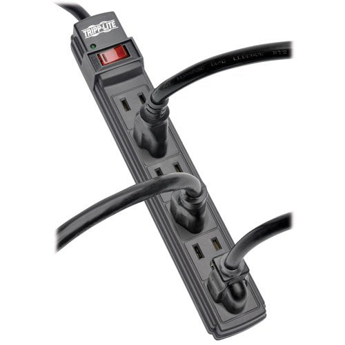 Tripp Lite 6 Outlet Power Strip NEMA 5-15R 6-ft Cord 5-15P Black Housing (PS66B)