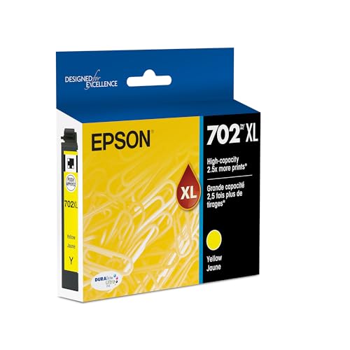 EPSON 702 DURABrite Ultra Ink High Capacity Yellow Cartridge (T702XL420) Works with WorkForce WF-3720, 3730, 3733
