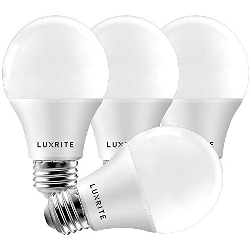 LUXRITE A19 LED Light Bulb 60W Equivalent 800LM, 3000K Soft White (4 Pack)