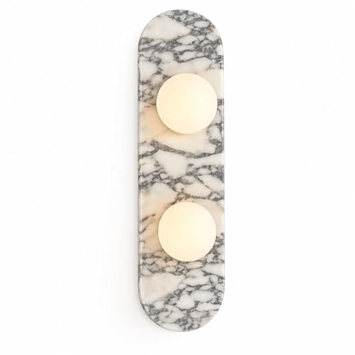 SAMAH Natural Marble Wall Sconce, Alabaster Hardwired Wall Light, Elegant Nordic-Style Wall Mount Fixture for Bedroom, Bathroom Vanity, Living Room