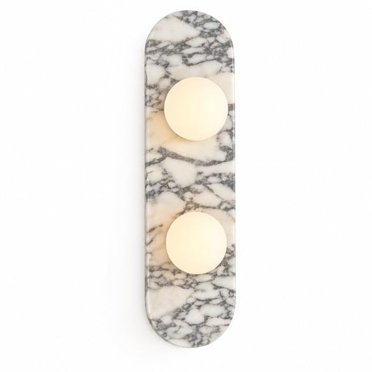 SAMAH Natural Marble Wall Sconce, Alabaster Hardwired Wall Light, Elegant Nordic-Style Wall Mount Fixture for Bedroom, Bathroom Vanity, Living Room