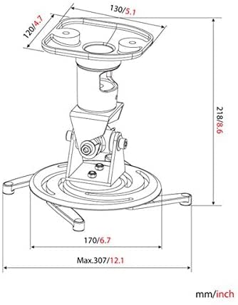 AMER Projector Mount - Ceiling Bracket LCD DLP Tilt 360° Swivel 30lbs (Black)