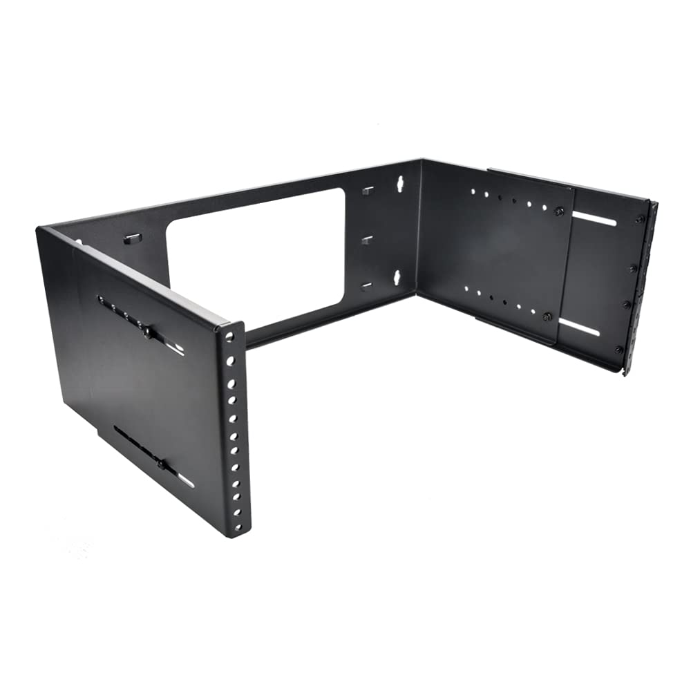 Beszin 4U Hinged Extendable Wall Mount Bracket, Max 13.5" Depth, Collapsible Network Equipment Rack Black (4U)