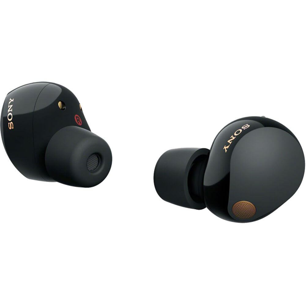 Sony WF-1000XM5 Industry Leading Noise Canceling Truly Wireless Earbuds (Black) Bundle with Silicone Case (Red), Memory Foam Ear Tips, USB-A to USB-C…