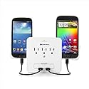 Cable Matters 3 Outlet Wall Mount Surge Protector with USB Charging and 3 Inch Wide Slide-Out Smartphone Holders White