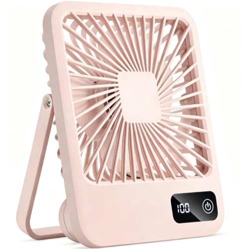 LeapVerse Portable Desk Fan, 3000mAh Battery Operated Personal Fan with 5 Wind Speeds, 180° Adjustable Foldable Small Table Fan, Ultra Quiet Type-C