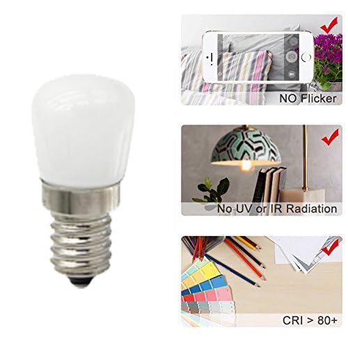 CTKcom 2W LED Refrigerator Bulb (4 Pack)-European E14 Base 15W Equivalent Daylight White 6000K 120V Lamp for Freezer Lighting,Home Lighting