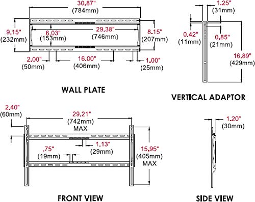 Peerless SF650P Universal Fixed Low-Profile Wall Mount for 37”-75” Displays (Black/Non-Security)
