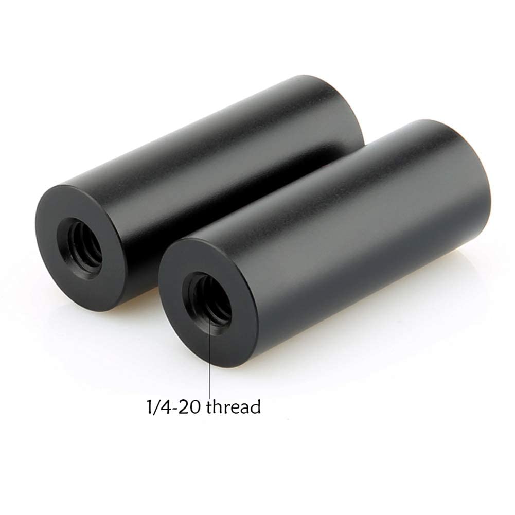 NICEYRIG 1.5 Inch 15mm Micro Rod with 1/4 Female Threads, Black Oxided Aluminum Alloy Camera Rod [Pack of 2] - 026