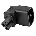 3 Pin IEC 320 C14 to C5 Angled Power Adapter Male to Female Angled Converter Hot