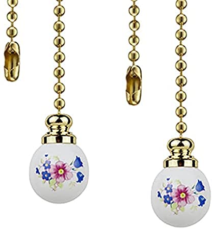 LuoQiuFa Ceiling Fan Pull Chain, 12 Inches Handle Ceramic Zipper Extension Chandelier Ceiling Fan Zipper 2pcs