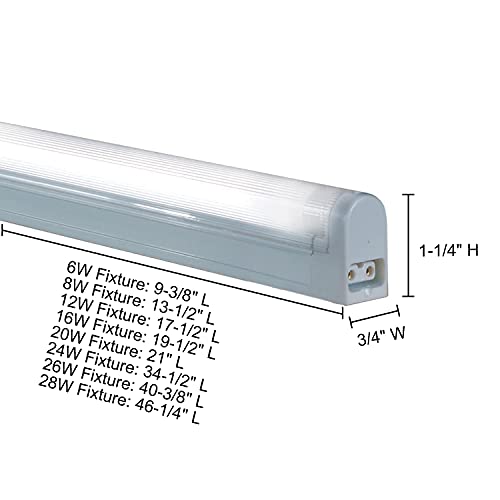 Jesco Lighting SP4-12SW/64-W Sleek Plus Classic Non-Grounded 12-Watt T4 Light Fixture, 6400K Color, White Finish, with Switch