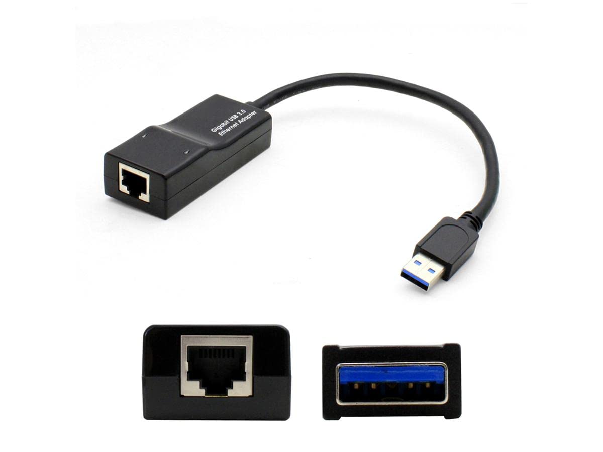 AddOn 5-Pack of 8in USB 3.0 (A) Male to RJ-45 Female Gray & Black Network Adapter Cables