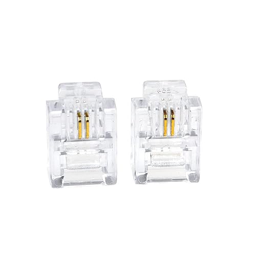 SMITON 100PACK Telephone Plug 6P2C RJ11 Modular Plug (6/2, Telephone Cord Connector)