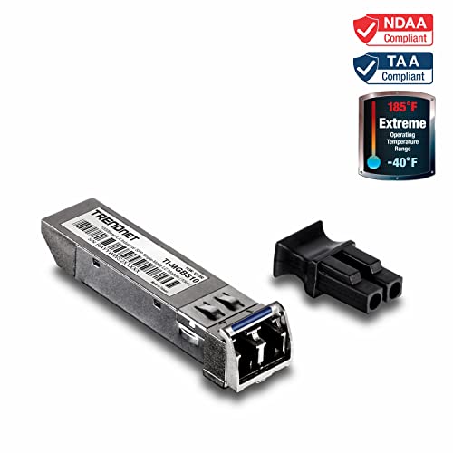 TRENDnet SFP to RJ45 Industrial Single-Mode LC Module (10km), TI-MGBS10, 1000Base-LX Industrial SFP, Compliant with IEEE 802.3z Gigabit Ethernet, Data