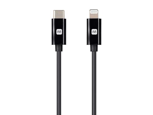 Monoprice Lightning to USB-C Charging Cable - Apple MFi Certified, 1.5 Feet, Black - Essential Series