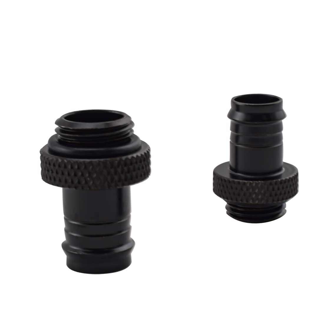 MARRTEUM G1/4" to 3/8" Barb Fittings Soft Tubing Barb Extender Connector for Computer Water Cooling System, Black, 2 Pack