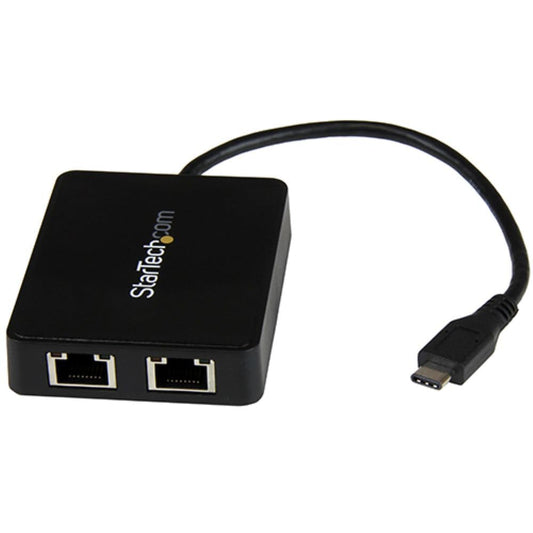 StarTech.com USB C to Dual Port Gigabit Ethernet Adapter with USB 3.0 (Type-A) Port - USB Type-C Gigabit Network Adapter - Black